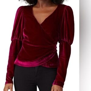 Cinq A Sept Romantic Theo Velvet Puff Long Sleeve Top L